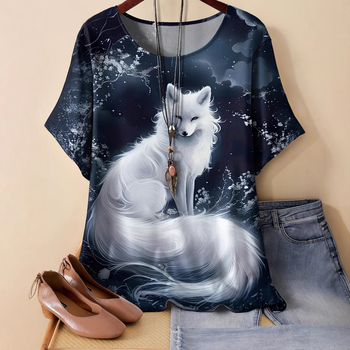 Дамска безръкавна тениска от полиестер, принт с 3D ефект, кръгла яка, регулярна дължина