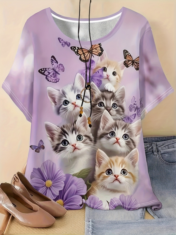 Дамска безръкавна тениска от полиестер, принт с 3D ефект, кръгла яка, регулярна дължина