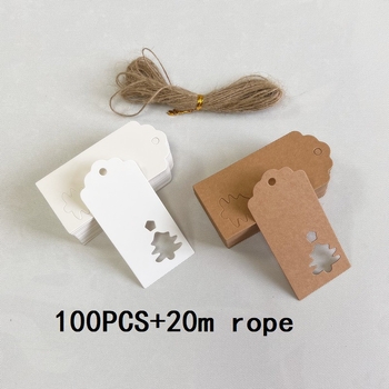 Kraft papīra pateicības etiķete dāvanu karšu iesaiņošanai, ietver 100 lapas un 20 m konopes auklu