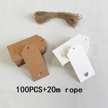 Kraft papīra pateicības etiķete dāvanu karšu iesaiņošanai, ietver 100 lapas un 20 m konopes auklu