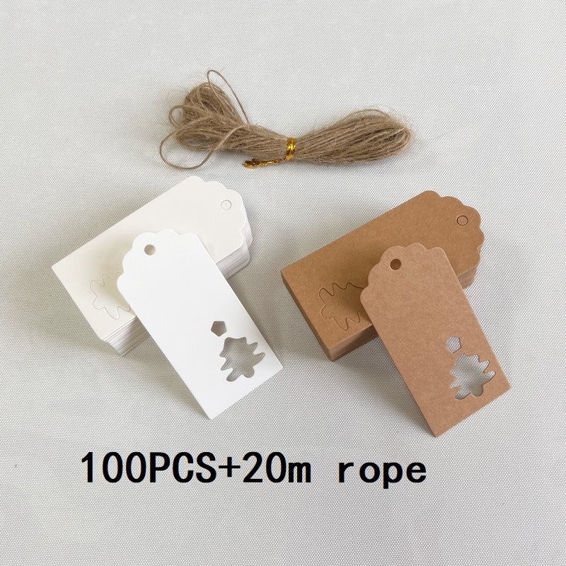 Kraft papīra pateicības etiķete dāvanu karšu iesaiņošanai, ietver 100 lapas un 20 m konopes auklu