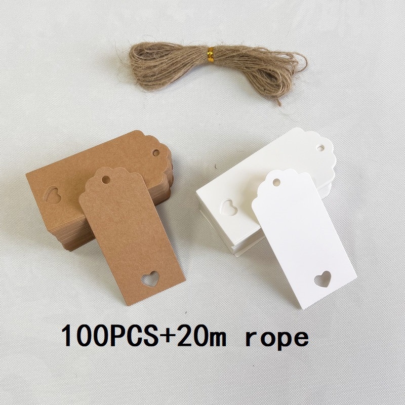 Kraft papīra pateicības etiķete dāvanu karšu iesaiņošanai, ietver 100 lapas un 20 m konopes auklu