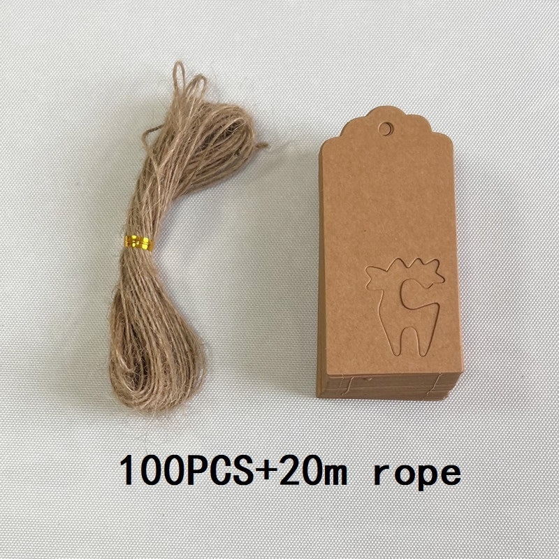 Kraft papīra pateicības etiķete dāvanu karšu iesaiņošanai, ietver 100 lapas un 20 m konopes auklu