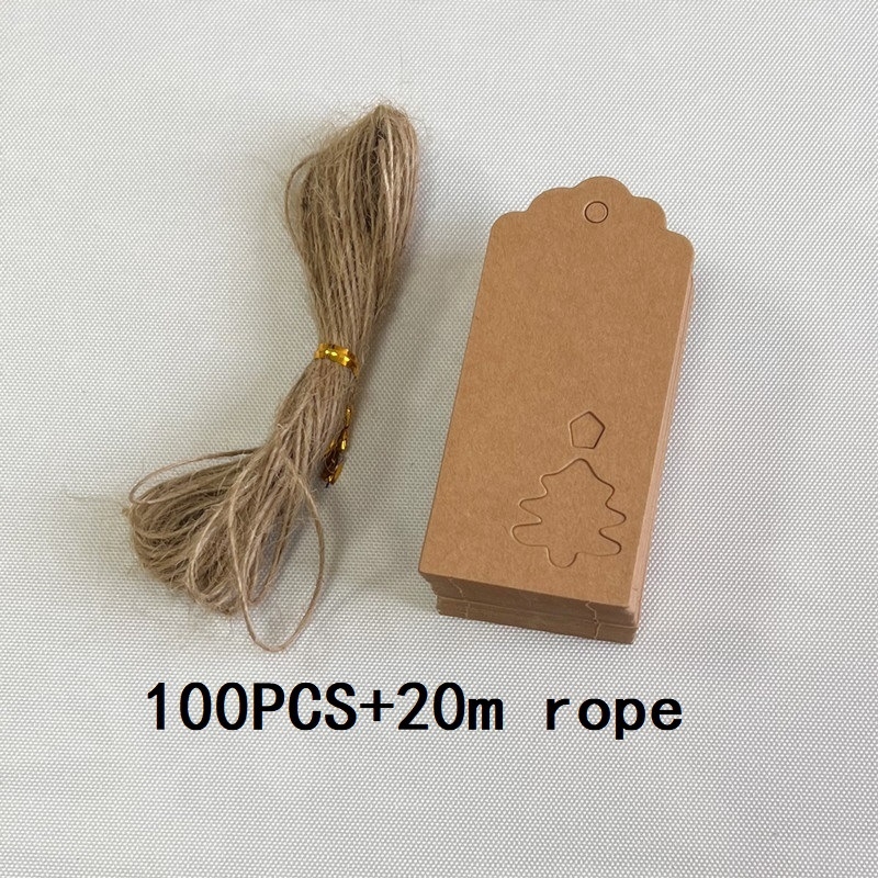 Kraft papīra pateicības etiķete dāvanu karšu iesaiņošanai, ietver 100 lapas un 20 m konopes auklu