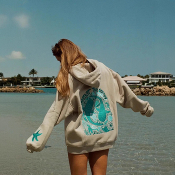 Дамски суитшърт с качулка – дълги ръкави, принт, свободен силует, 95% полиестер, зима 2025