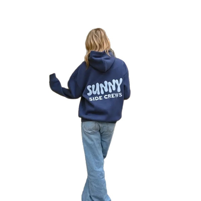 Дамски суитшърт с качулка – дълги ръкави, принт, свободен силует, 95% полиестер, зима 2025