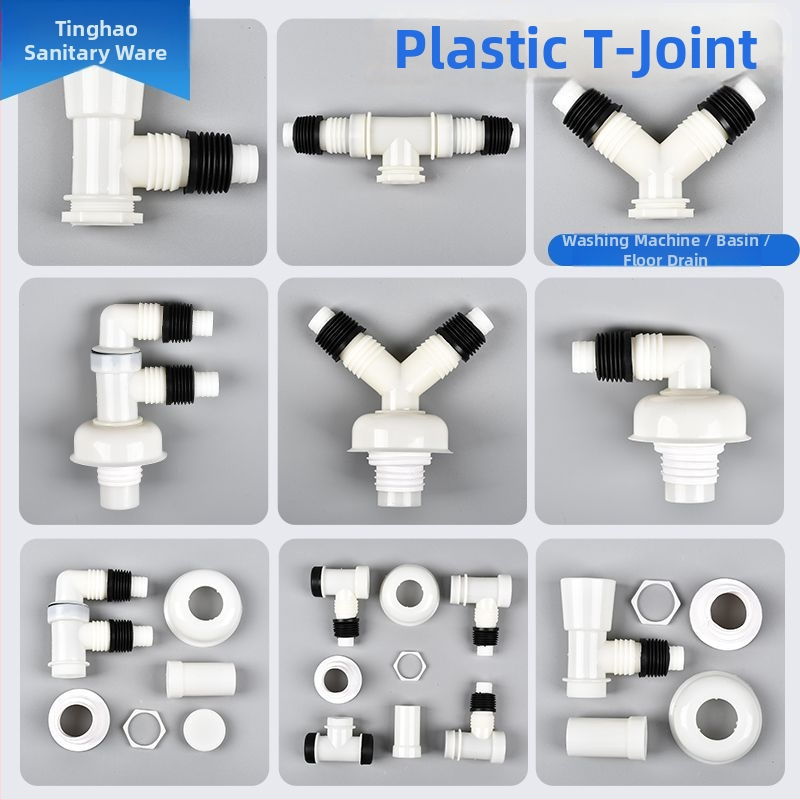 Plastové trojcestné odvodňovacie fitinky pre práčku a umývadlo (viacúčelový ohyb)