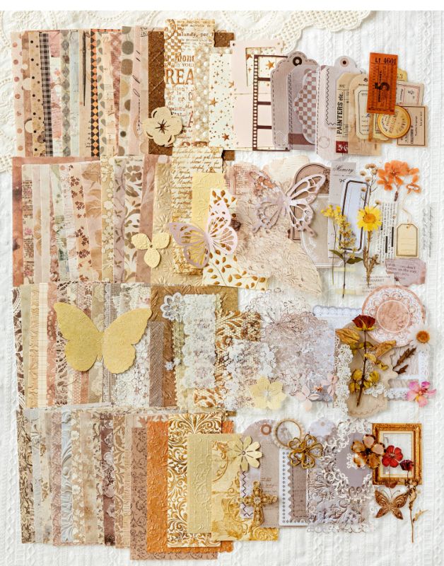 DIY denníkový papierový kit s retro kolekciou špeciálnych papierov a dekoratívnymi prvkami (Značka: Other; Číslo produktu: LSR913123296214; IP autorizácia: Nie; Štýl: Cute; Technika: Tlač)