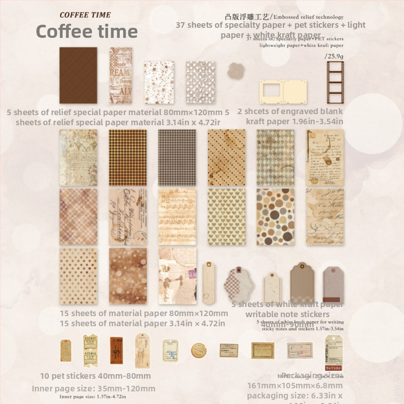 DIY denníkový papierový kit s retro kolekciou špeciálnych papierov a dekoratívnymi prvkami (Značka: Other; Číslo produktu: LSR913123296214; IP autorizácia: Nie; Štýl: Cute; Technika: Tlač)