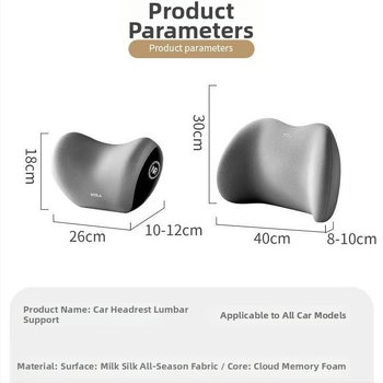 Opora hlavy a bedra do auta s pamäťovou penou, syntetické vlákno, univerzálne uchytenie, možnosť prispôsobenia, tlač loga