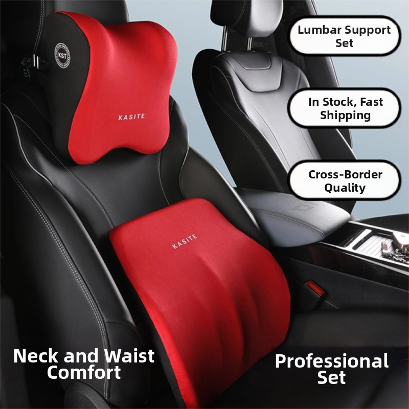 Opora hlavy a bedra do auta s pamäťovou penou, syntetické vlákno, univerzálne uchytenie, možnosť prispôsobenia, tlač loga