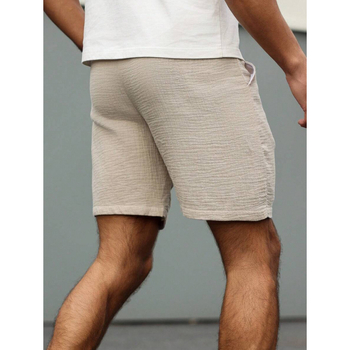 Мъжки свободни шорти с връзка на талията и джобове, ретро стил, дължина 9/10, памук CVC