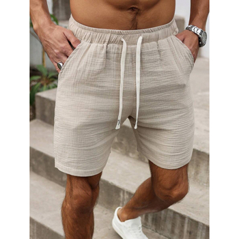 Мъжки свободни шорти с връзка на талията и джобове, ретро стил, дължина 9/10, памук CVC