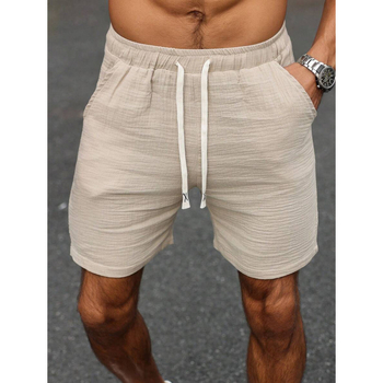 Мъжки свободни шорти с връзка на талията и джобове, ретро стил, дължина 9/10, памук CVC