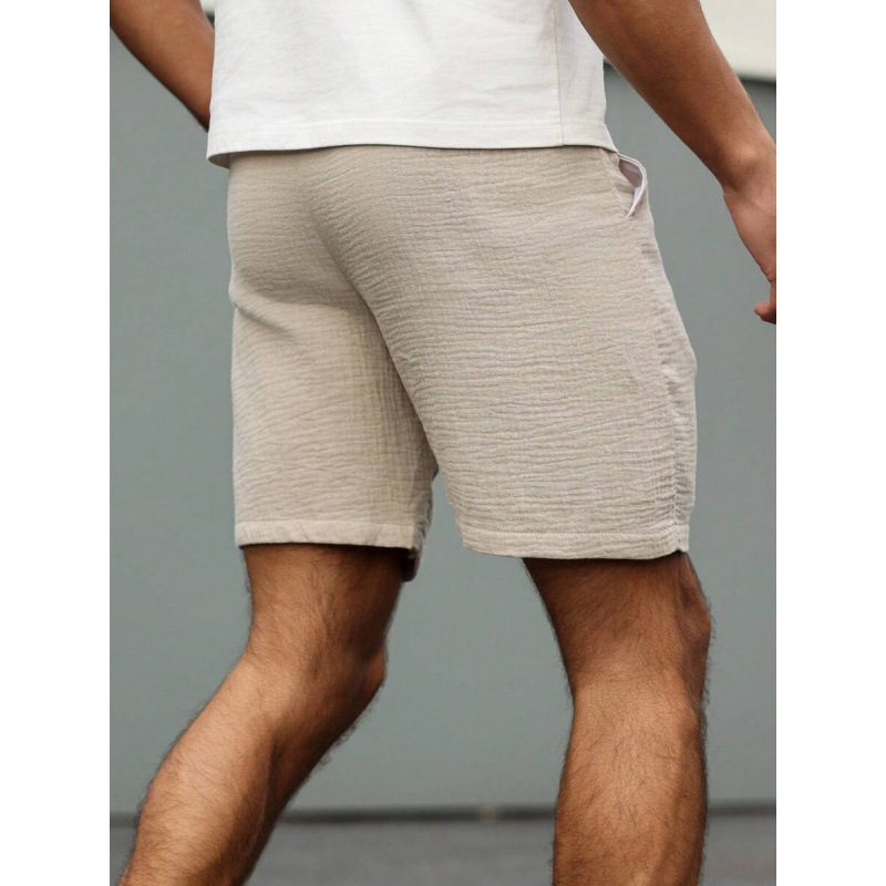 Мъжки свободни шорти с връзка на талията и джобове, ретро стил, дължина 9/10, памук CVC