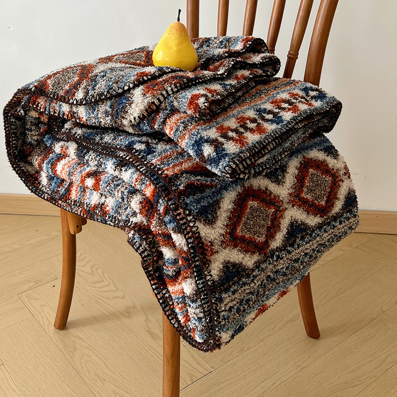 Boho štýlová deka na pohovku, polyester, 500 g/m², jar-jesenná sezóna, geometrický vzor