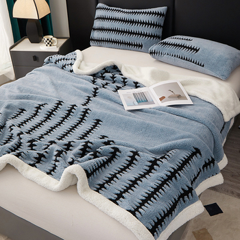 Korál fleecová deka pre gauč, zima, polyester, 300–500 g, geometrický vzor, zmršťovanie 3%