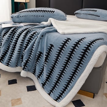 Korál fleecová deka pre gauč, zima, polyester, 300–500 g, geometrický vzor, zmršťovanie 3%