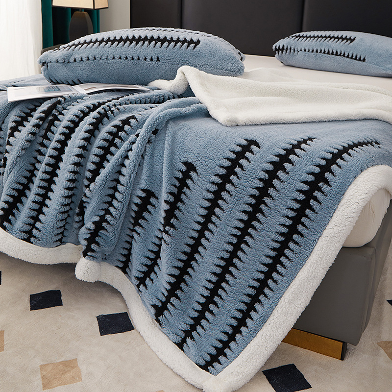 Korál fleecová deka pre gauč, zima, polyester, 300–500 g, geometrický vzor, zmršťovanie 3%
