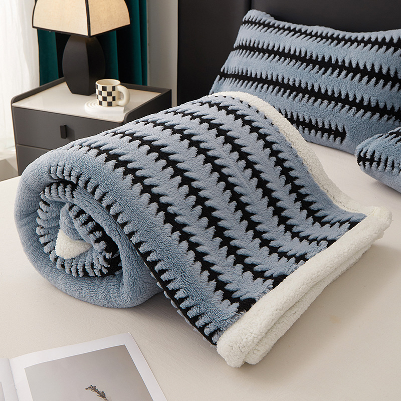 Korál fleecová deka pre gauč, zima, polyester, 300–500 g, geometrický vzor, zmršťovanie 3%