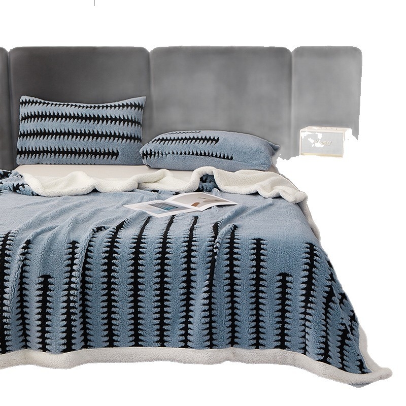 Korál fleecová deka pre gauč, zima, polyester, 300–500 g, geometrický vzor, zmršťovanie 3%