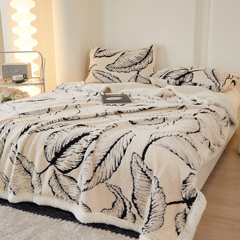 Korál fleecová deka pre gauč, zima, polyester, 300–500 g, geometrický vzor, zmršťovanie 3%