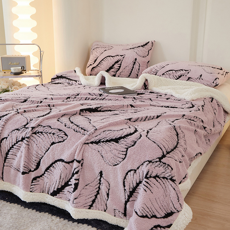 Korál fleecová deka pre gauč, zima, polyester, 300–500 g, geometrický vzor, zmršťovanie 3%