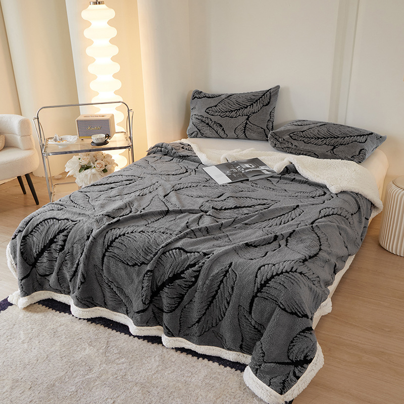 Korál fleecová deka pre gauč, zima, polyester, 300–500 g, geometrický vzor, zmršťovanie 3%