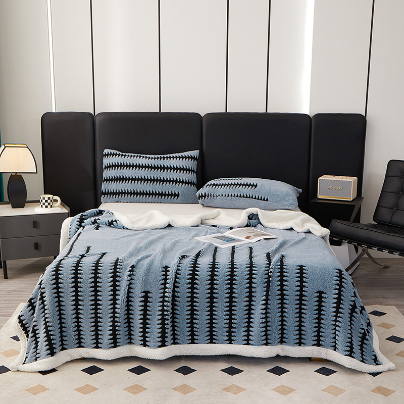 Korál fleecová deka pre gauč, zima, polyester, 300–500 g, geometrický vzor, zmršťovanie 3%