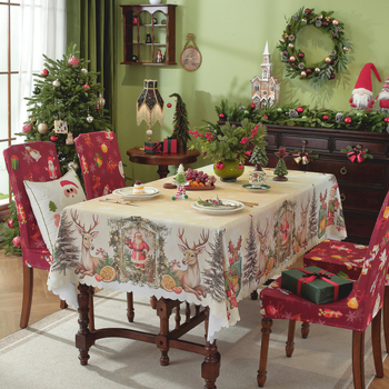 Τραπεζομάντιλο με χριστουγεννιάτικο στυλ, ορθογώνιο, πολυεστέρας – Αδιάβροχο, Ανθεκτικό στη φθορά, Ανθεκτικό σε λιπαρές ουσίες