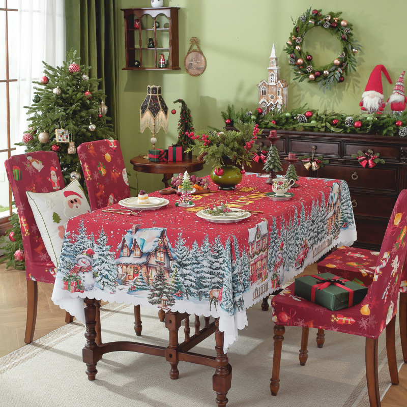 Τραπεζομάντιλο με χριστουγεννιάτικο στυλ, ορθογώνιο, πολυεστέρας – Αδιάβροχο, Ανθεκτικό στη φθορά, Ανθεκτικό σε λιπαρές ουσίες
