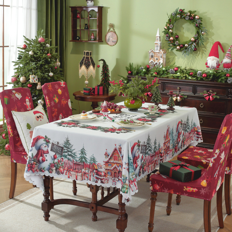 Τραπεζομάντιλο με χριστουγεννιάτικο στυλ, ορθογώνιο, πολυεστέρας – Αδιάβροχο, Ανθεκτικό στη φθορά, Ανθεκτικό σε λιπαρές ουσίες