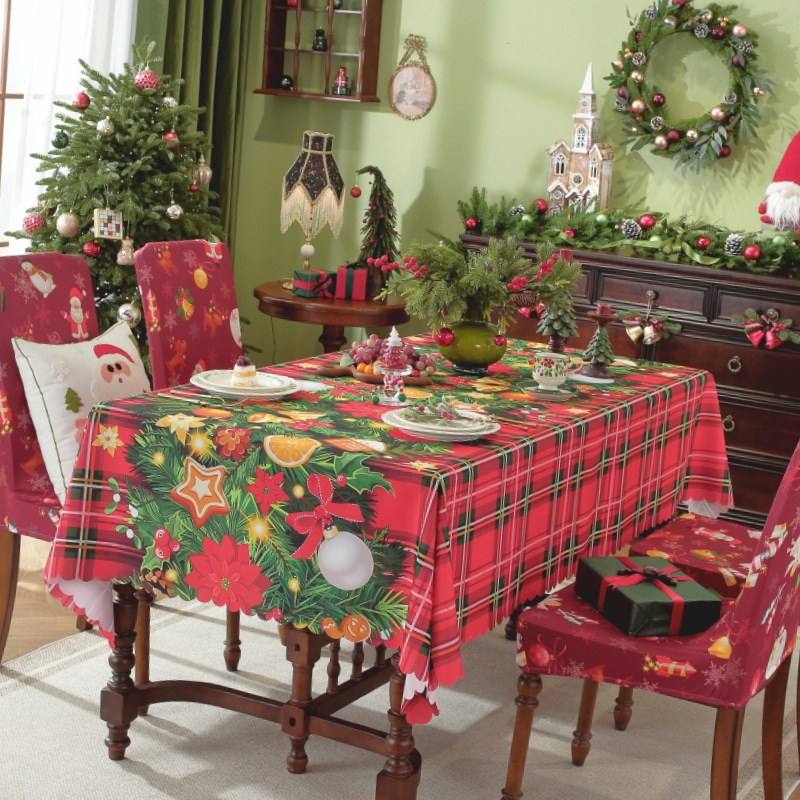 Τραπεζομάντιλο με χριστουγεννιάτικο στυλ, ορθογώνιο, πολυεστέρας – Αδιάβροχο, Ανθεκτικό στη φθορά, Ανθεκτικό σε λιπαρές ουσίες