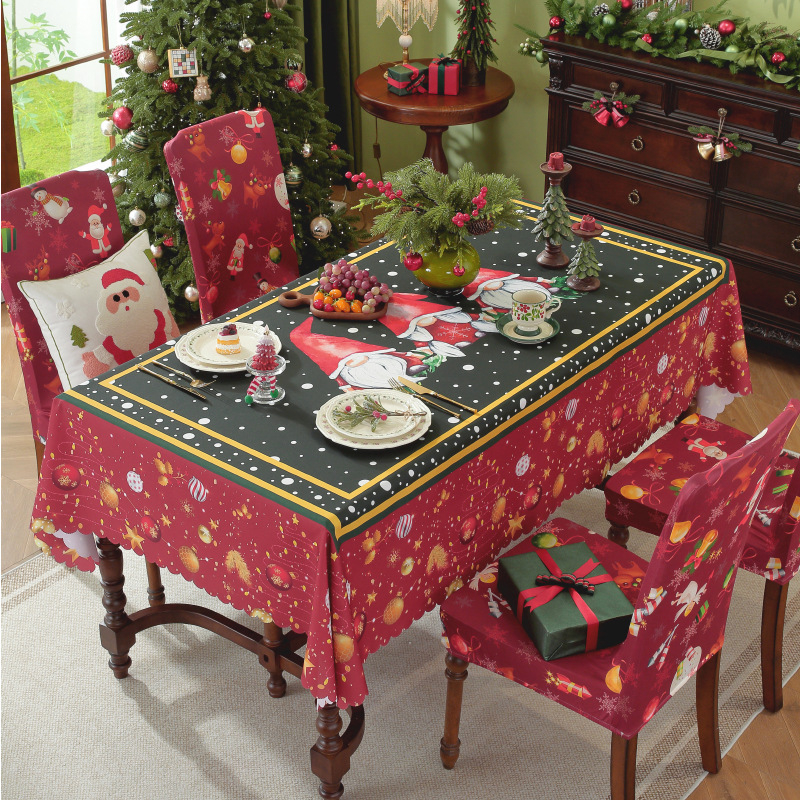 Τραπεζομάντιλο με χριστουγεννιάτικο στυλ, ορθογώνιο, πολυεστέρας – Αδιάβροχο, Ανθεκτικό στη φθορά, Ανθεκτικό σε λιπαρές ουσίες