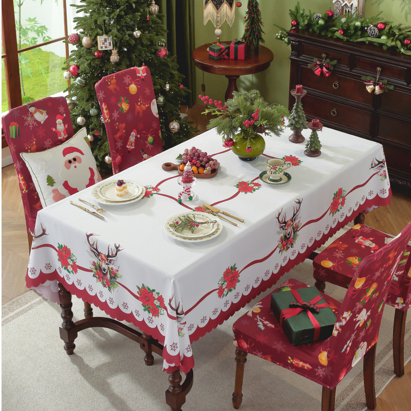 Τραπεζομάντιλο με χριστουγεννιάτικο στυλ, ορθογώνιο, πολυεστέρας – Αδιάβροχο, Ανθεκτικό στη φθορά, Ανθεκτικό σε λιπαρές ουσίες