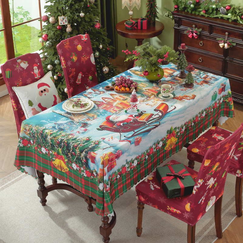 Τραπεζομάντιλο με χριστουγεννιάτικο στυλ, ορθογώνιο, πολυεστέρας – Αδιάβροχο, Ανθεκτικό στη φθορά, Ανθεκτικό σε λιπαρές ουσίες