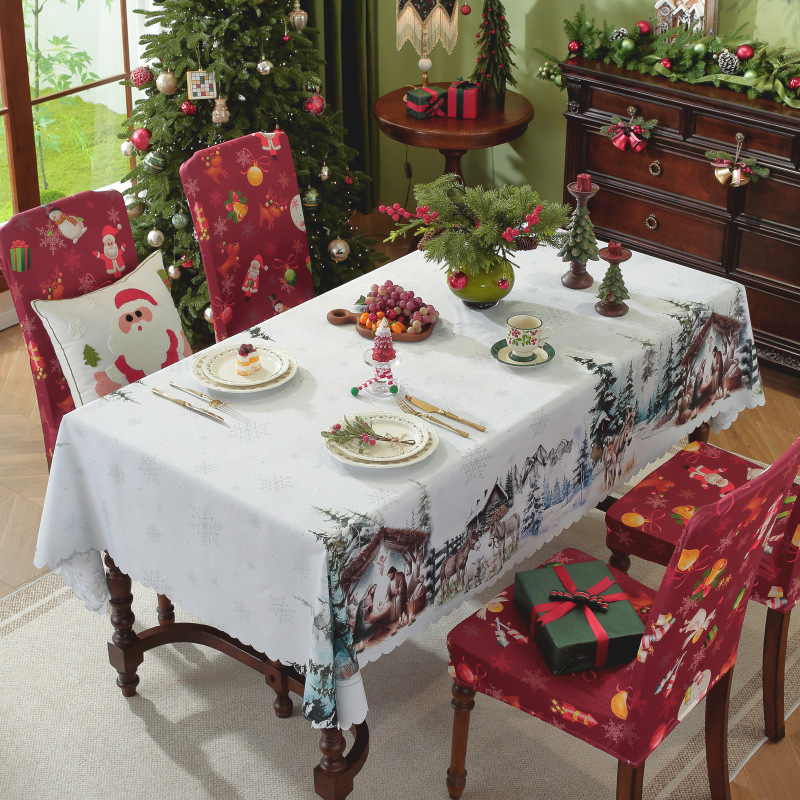 Τραπεζομάντιλο με χριστουγεννιάτικο στυλ, ορθογώνιο, πολυεστέρας – Αδιάβροχο, Ανθεκτικό στη φθορά, Ανθεκτικό σε λιπαρές ουσίες