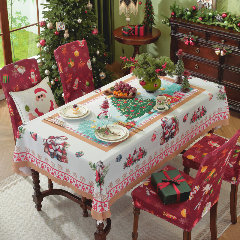 Τραπεζομάντιλο με χριστουγεννιάτικο στυλ, ορθογώνιο, πολυεστέρας – Αδιάβροχο, Ανθεκτικό στη φθορά, Ανθεκτικό σε λιπαρές ουσίες
