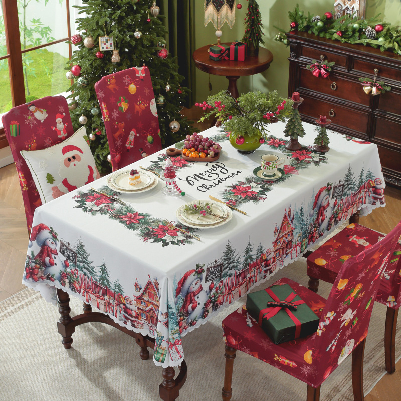 Τραπεζομάντιλο με χριστουγεννιάτικο στυλ, ορθογώνιο, πολυεστέρας – Αδιάβροχο, Ανθεκτικό στη φθορά, Ανθεκτικό σε λιπαρές ουσίες
