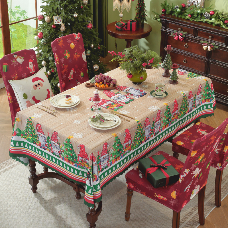 Τραπεζομάντιλο με χριστουγεννιάτικο στυλ, ορθογώνιο, πολυεστέρας – Αδιάβροχο, Ανθεκτικό στη φθορά, Ανθεκτικό σε λιπαρές ουσίες