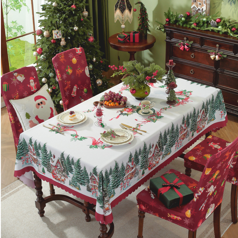 Τραπεζομάντιλο με χριστουγεννιάτικο στυλ, ορθογώνιο, πολυεστέρας – Αδιάβροχο, Ανθεκτικό στη φθορά, Ανθεκτικό σε λιπαρές ουσίες