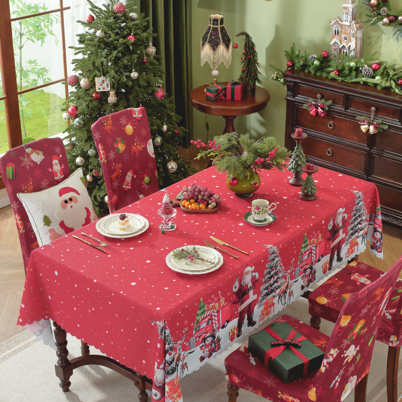 Τραπεζομάντιλο με χριστουγεννιάτικο στυλ, ορθογώνιο, πολυεστέρας – Αδιάβροχο, Ανθεκτικό στη φθορά, Ανθεκτικό σε λιπαρές ουσίες