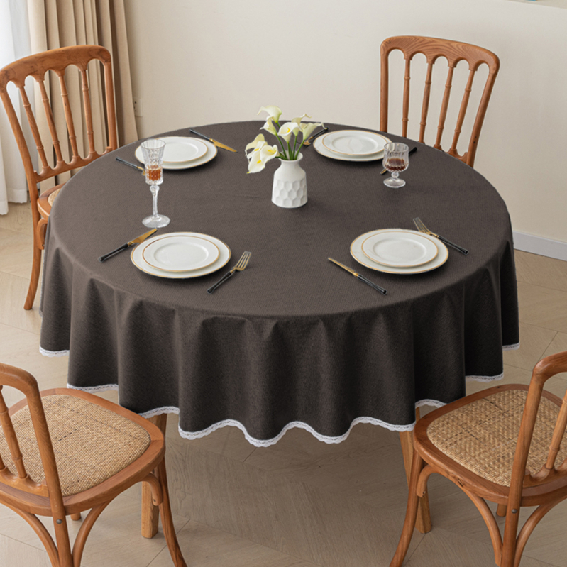 Τραπεζομάντηλο από βαμβάκι και λινό, στρογγυλό, αδιάβροχο, ανθεκτικό στη θερμότητα, αντοχή στο λάδι, μοντέρνο μινιμαλιστικό στυλ, στερεό μοτίβο