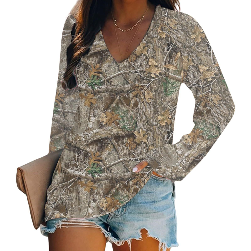 Ženski top s 3D ispisom, dugih rukava, bez ovratnika, udoban kroj, poliester