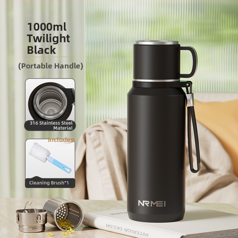 Izolovaný pohár Xiangquan — vnútro z 316 nerezovej ocele, vonkajší plášť z 201 nerezovej ocele, prenosný dizajn, izolácia 0–6 hodín