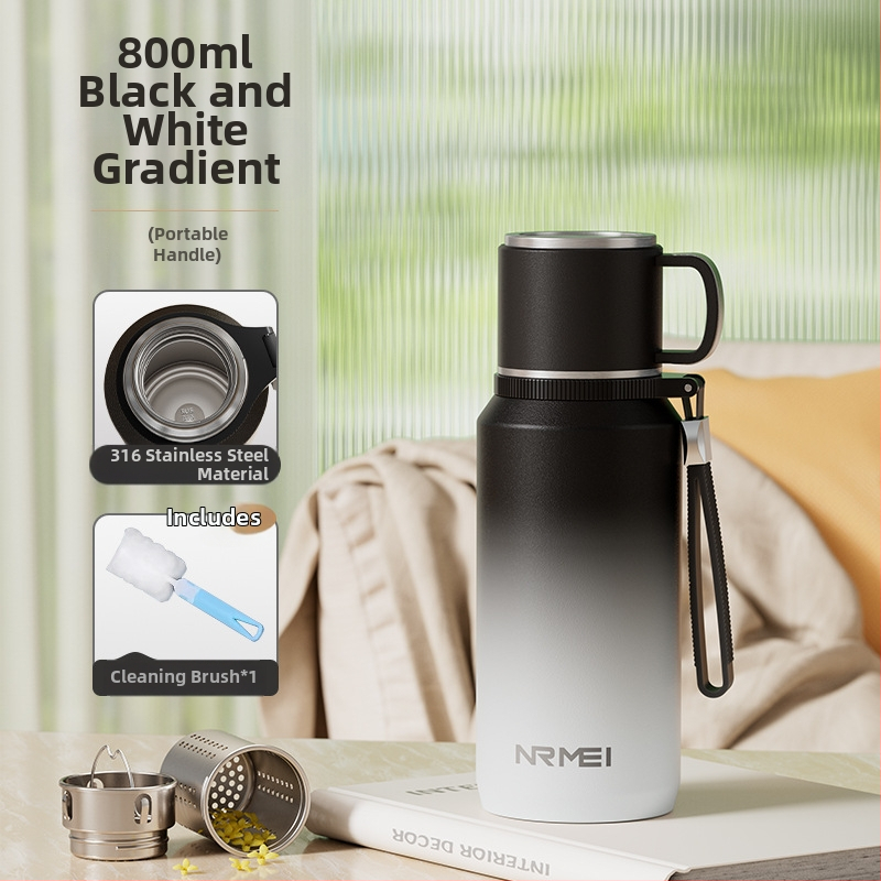 Izolovaný pohár Xiangquan — vnútro z 316 nerezovej ocele, vonkajší plášť z 201 nerezovej ocele, prenosný dizajn, izolácia 0–6 hodín