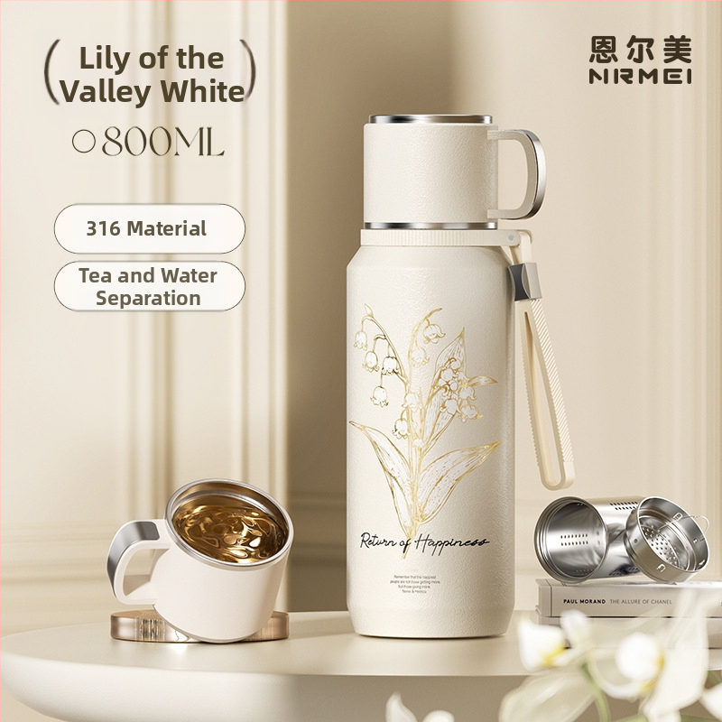 Izolovaný pohár Xiangquan — vnútro z 316 nerezovej ocele, vonkajší plášť z 201 nerezovej ocele, prenosný dizajn, izolácia 0–6 hodín