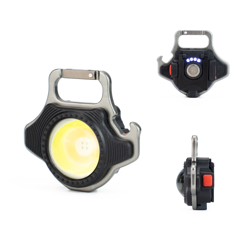 Prenosna COB LED radna svjetiljka – Prijenosna mini vanjska svjetiljka za kampiranje, planinarenje, noćno pecanje, samoobranu i nužne situacije; 3W, 240–350 lm, 300 mAh baterija, ručno pokretanje, vodootporna