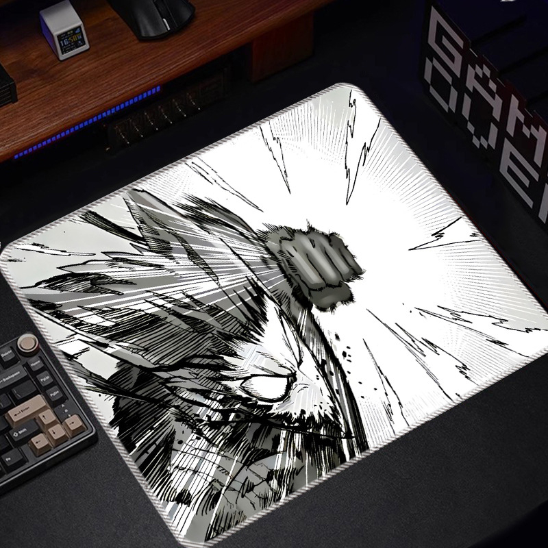 wkUK spēļu peli paliktnis, melnbalts anime dizains, neslīd, dabīgā gumija, vienpusējs, karstā pārneses drukāšana, pielāgojams pēc attēla vai parauga