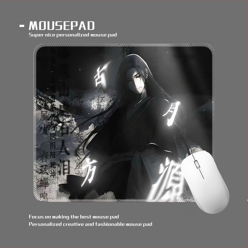 wkUK spēļu peli paliktnis, melnbalts anime dizains, neslīd, dabīgā gumija, vienpusējs, karstā pārneses drukāšana, pielāgojams pēc attēla vai parauga